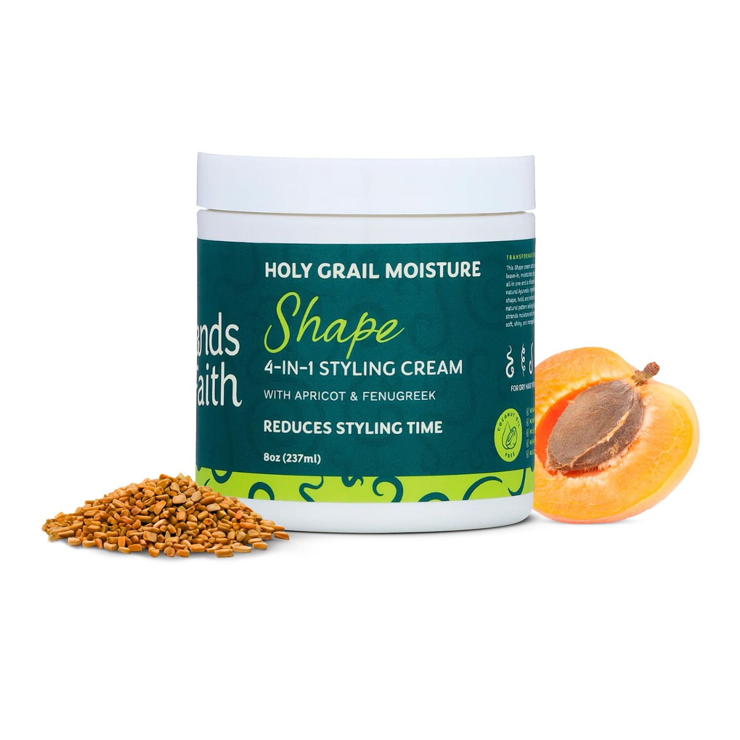 Strands of Faith Shape 4-in-1 Styling Cream Moisturizer, Leave-In, Styler Oil in One Defines Curls, Extends Style Life, Enhances Shine Perfect for Twist-Outs, Braid-Outs, Rod Sets 8oz