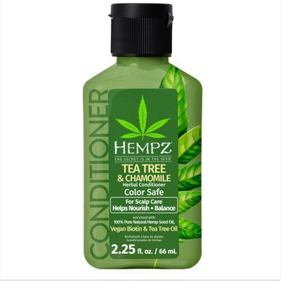 Hempz Biotin Hair Conditioner - Tea Tree Chamomile - For Scalp Care Hair Growth Strengthening of Dry, Damaged and Color Treated Hair, Hydrating, Softening, Moisturizing - Travel Size 2.25 Fl OZ