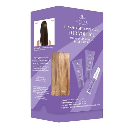 Alterna Haircare CAVIAR Anti-Aging Multiplying Volume Travel Kit - Shampoo, Conditioner, Styling Mist For Fine, Thin Hair Light Hold Sulfate Free