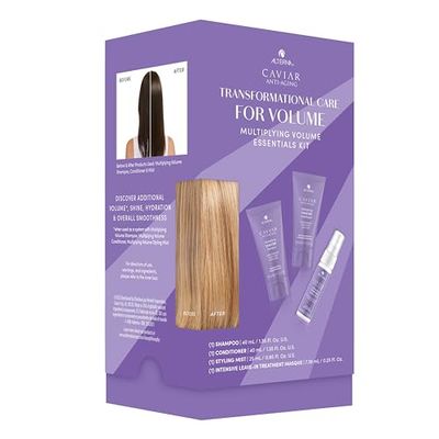 Alterna Haircare CAVIAR Anti-Aging Multiplying Volume Travel Kit - Shampoo, Conditioner, Styling Mist For Fine, Thin Hair Light Hold Sulfate Free