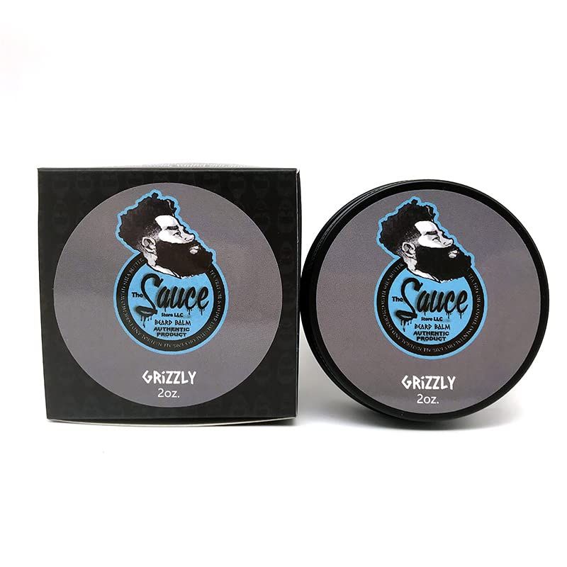 Beard Balm 2oz. by Beard Balm 2oz. Reusable, Styles, Strengthens Softens Beards Leave in Conditioner by Sauce Authentic Product (Grizzly)