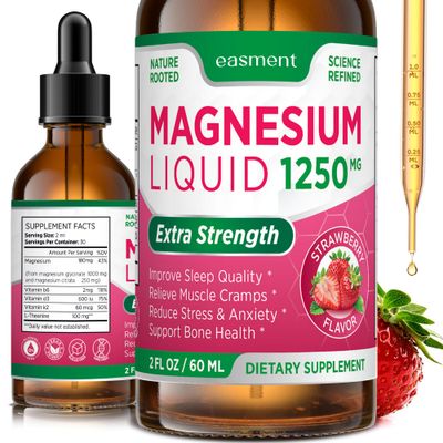 Magnesium Glycinate and Citrate Liquid for Women: 1250mg Magnesium, Vitamin B6, D3, K2, L-Theanine for Muscle Relaxation, Sleep Support Overall Wellness of Women and Men (2 Fl Oz (Pack of 1))