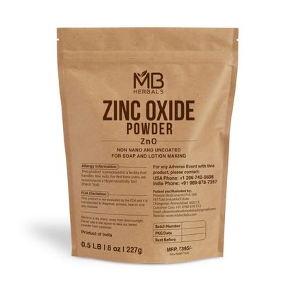 MB Herbals Zinc Oxide Powder 8 oz Uncoated Non-Nano For DIY Sunscreen Lotion Cream