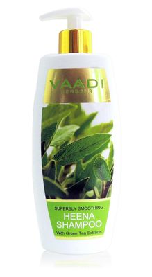 Vaadi Herbals Heena with Green Tea Extracts Shampoo Smoothing Shampoo Suitable for All Hair Types - 11.8 Ounces