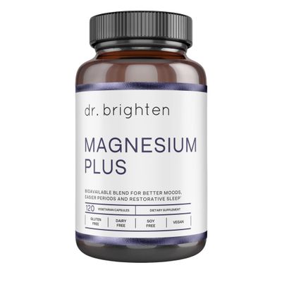 Dr. Brighten Magnesium Plus (as Magnesium Bi-glyncinate) - Beneficial in Maintaining a Healthy Mood, Sleep, Hormone Balance and Reducing Symptoms of PMS and Menstrual Cramps