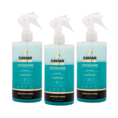 Caviar Professional Biphasic Leave In Conditioner Deep Conditioning and Heat Protection Spray Moisturizing Treatment to Detangle Hair, Smooth Frizz and Add Shine (3 Pack)