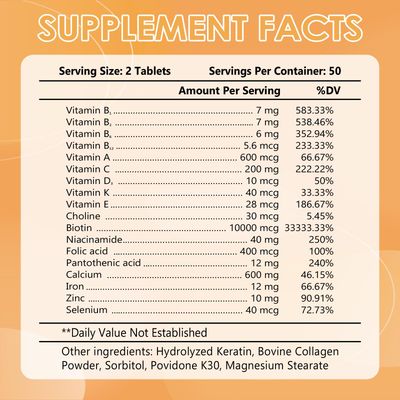 CANLIST Hair Skin and Nails Multi-Vitamin for Men Women, 10000mcg Biotin Multimineral, Contains B-Vitamins, Vitamins C, E D3, Trace Minerals, Zinc, Gluten-Free, Dairy-Free, Soy-Free, 100 Tablets