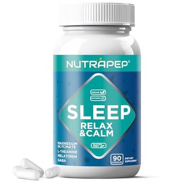 Magnesium Glycinate Melatonin L-Theanine GABA Supplement - Rest Relax Nighttime Bedtime Support Capsules for Men Women - Vegan Sugar-Free Gluten Free
