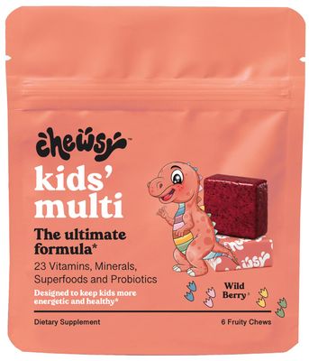 Chewsy Kids&#39; Multivitamin Probiotics Superfoods Chews, Immune Digestive Support, Vitamins A, C, D3, E, Zinc, Kids Chewable Supplement, Individually Wrapped Fruity Chews, 6-Day Supply (1)