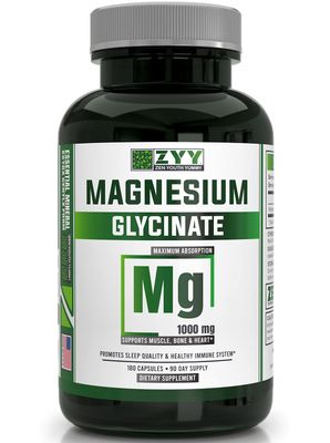ZYY Pure Magnesium Glycinate Capsules 1000mg Maximum Strength, Chelated for High Absorption Magnesium Supplement for Sleep, Muscle, Brain, Bone and Heart Health, 3rd Party Tested, 180 Capsules