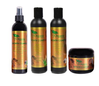 J&#39;Organic Solutions 4-Piece Kids Curl Care Kit - Leave-In Conditioner, Scalp Stimulator, Curly Hair Shampoo Conditioner for Kinky, Coily, Wavy, Curly All Hair Types - Unleash Healthy Curls