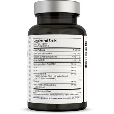 LES Labs GABA Health - Calm Mind Relaxation, Stress Relief, Neurotransmitter Support Deep Sleep - GABA, Taurine, Passionflower, Skullcap, L-Theanine Magnesium - Non-GMO Supplement - 90 Capsules