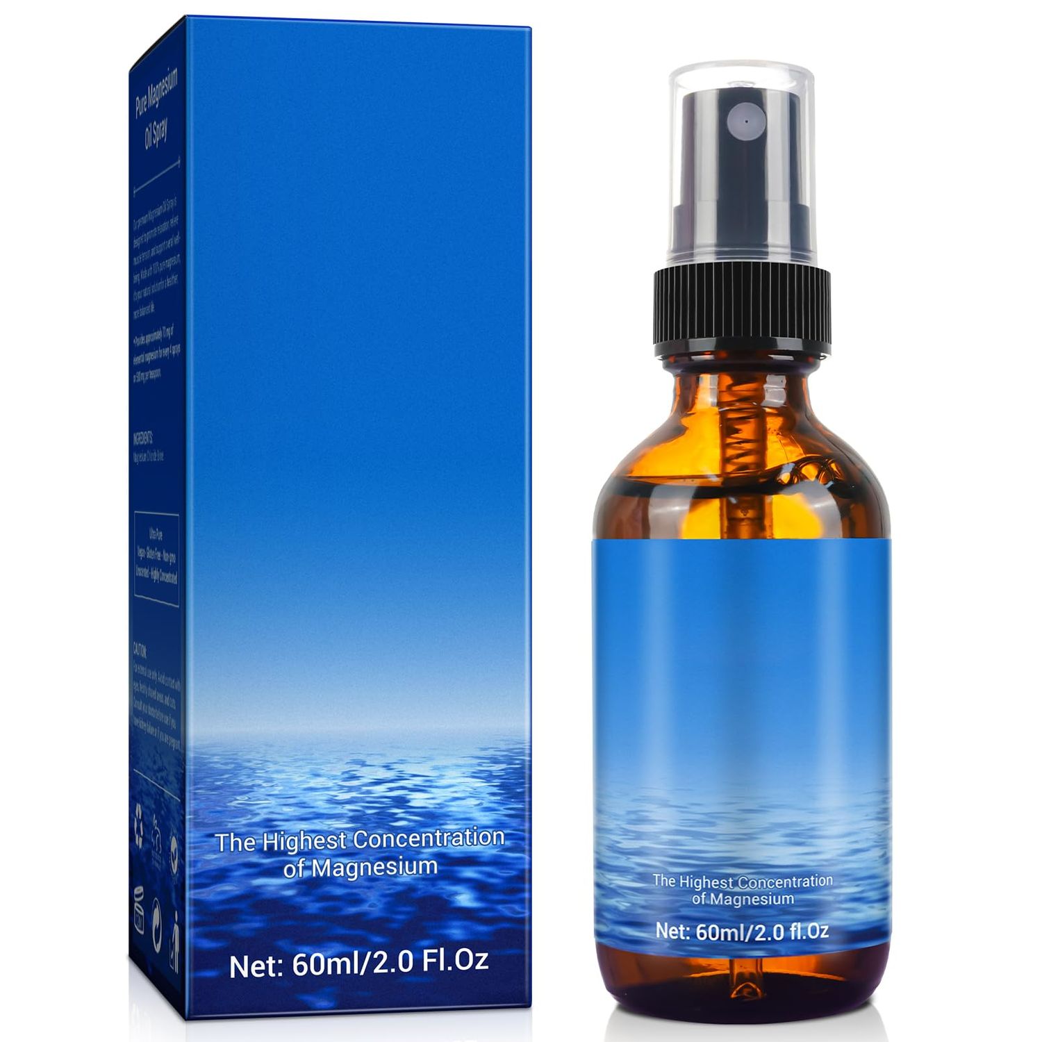 Magnesium Oil Spray - Magnesium Oil for feet - 100 Pure Magnesium Oil Spray Organic Natural Magnesium Spray - Nourish The Skin - Easy to Absorb and Use - Glass Bottle 1.35 fl oz
