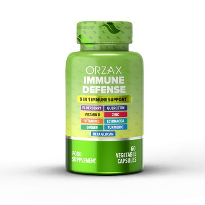 ORZAX 9 in 1 Immune Defense Booster Herbal Supplement, Specialized High Strength Formula - Vitamin C D, Zinc, Quercetin, Turmeric Ginger, Echinacea - Non-GMO - 60 Veggie Capsules - 30 Day Supply
