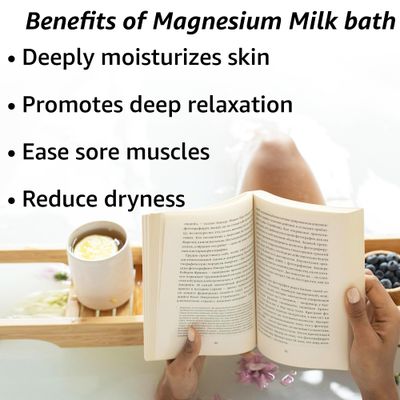 Creamy Magnesium Milk Bath Soak Powder Moisturize Soften Skin Coconut Vanilla Shea Butter Luxury Spa Bath Salt Relaxation Selfcare Gifts for Women