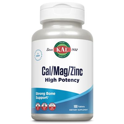 KAL CalMagZinc 1000mg Calcium, 400mg Magnesium 15mg Zinc Bone, Muscle, Heart Immune Support 100ct, 33 Serv