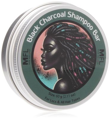 Made For Locs Shampoo Bar - Zero Waste, Travel Size, Natural Hair Cleanser for Locs Dreadlocks, 60 g (Black Charcoal)