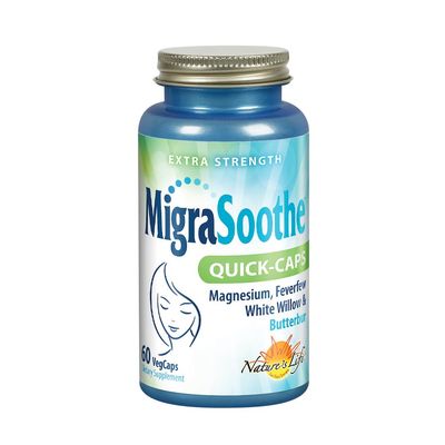 Nature&#39;s Life MigraSoothe Quick-Caps Extra Strength Formula with Magnesium, Feverfew, White Willow 60ct, 30 Serv.