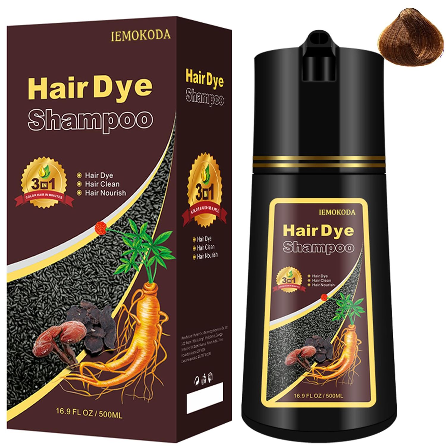 NCEPROHR Light Brown Hair Color Shampoo 3 in 1-Instant Herbal Brown Hair Dye Shampoo for Women Men, Natural Brown Hair Shampoo Easy to Use Long Lasting Brown Shampoo16.90Fl OZ(Light Brown)