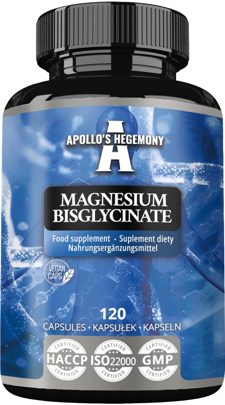 Magnesium Bisglycinate 100 mg per Capsule - 120 Vegan Capsules - 4 Month Supply - for Enhanced Absorption - Dietary Supplement from Apollo&#39;s Hegemony