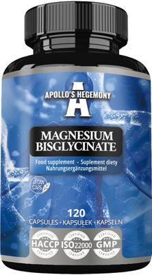 Magnesium Bisglycinate 100 mg per Capsule - 120 Vegan Capsules - 4 Month Supply - for Enhanced Absorption - Dietary Supplement from Apollo&#39;s Hegemony