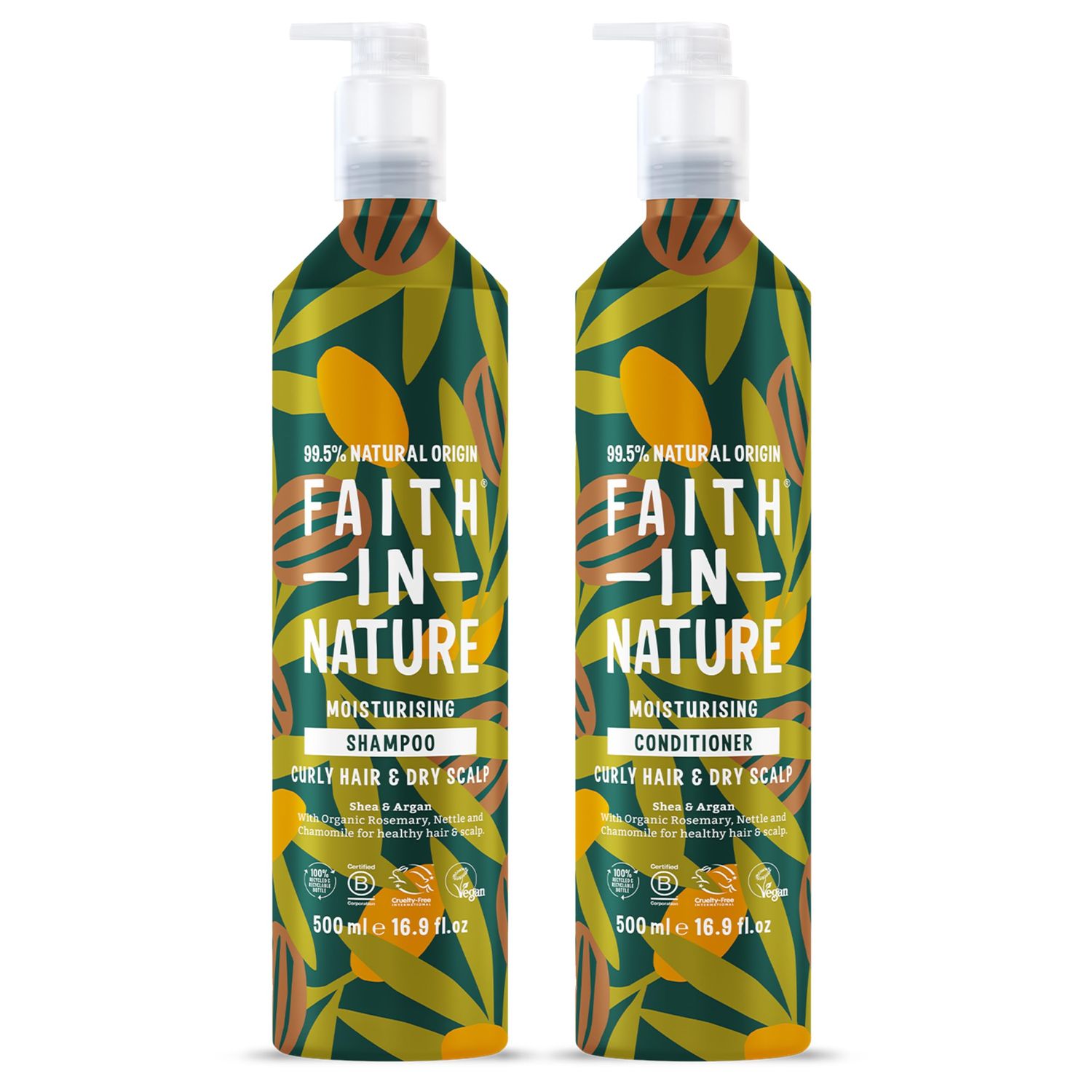 Faith In Nature Natural Shampoo Conditioner Set Aluminium Bottles - Vegan Cruelty Free, No SLS or Parabens - 2 x 16.9 fl oz, Shea Argan