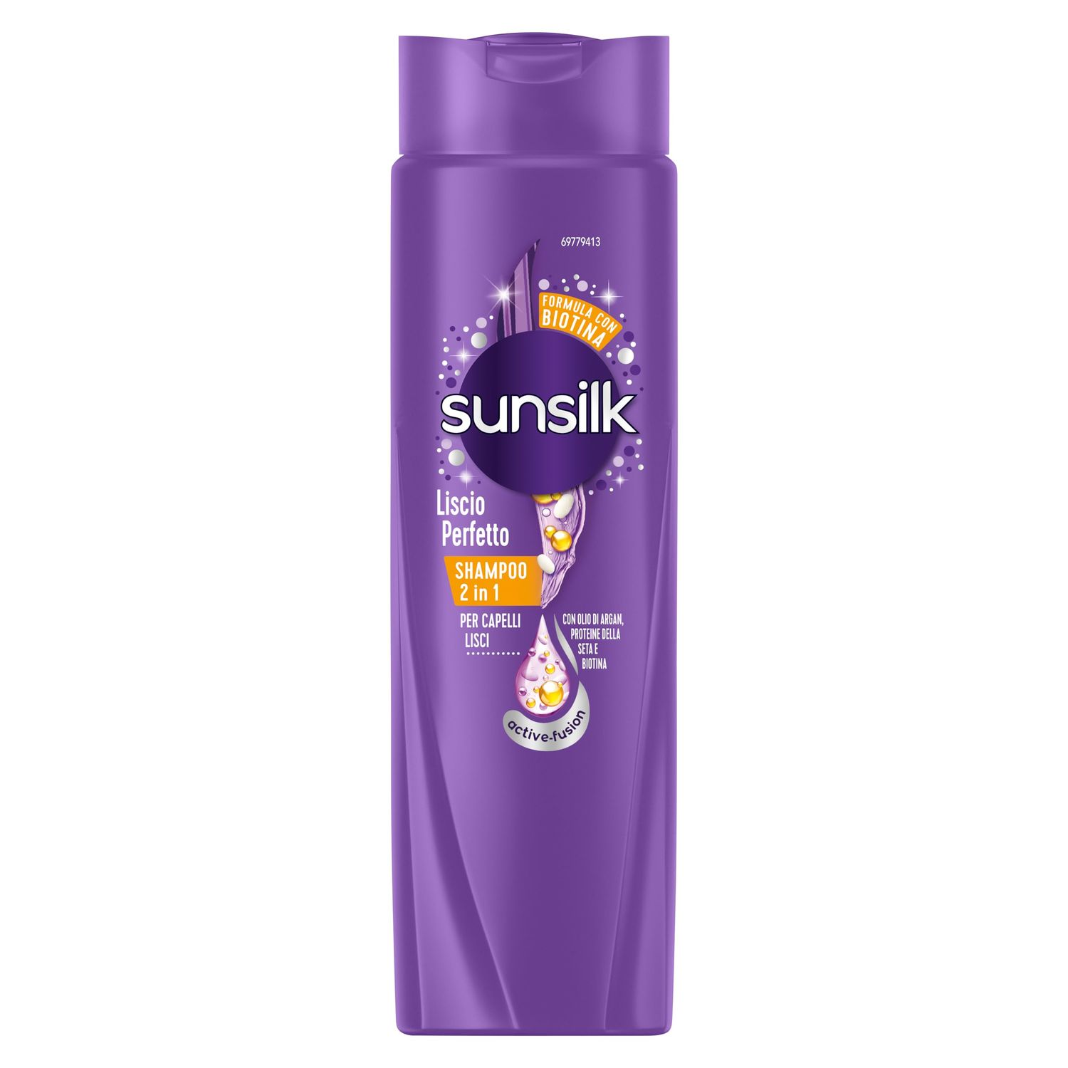 Sunsilk, Shampoo Liscio Perfetto 2in1, Shampoo e Balsamo per Capelli Lisci a Lungo e Setosi, Formula Active Fusion con Olio di Argan, Proteine della Seta e Biotina per Capelli Visibilmente Sani, 250ml
