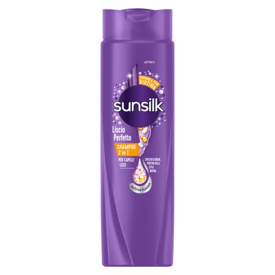 Sunsilk, Shampoo Liscio Perfetto 2in1, Shampoo e Balsamo per Capelli Lisci a Lungo e Setosi, Formula Active Fusion con Olio di Argan, Proteine della Seta e Biotina per Capelli Visibilmente Sani, 250ml