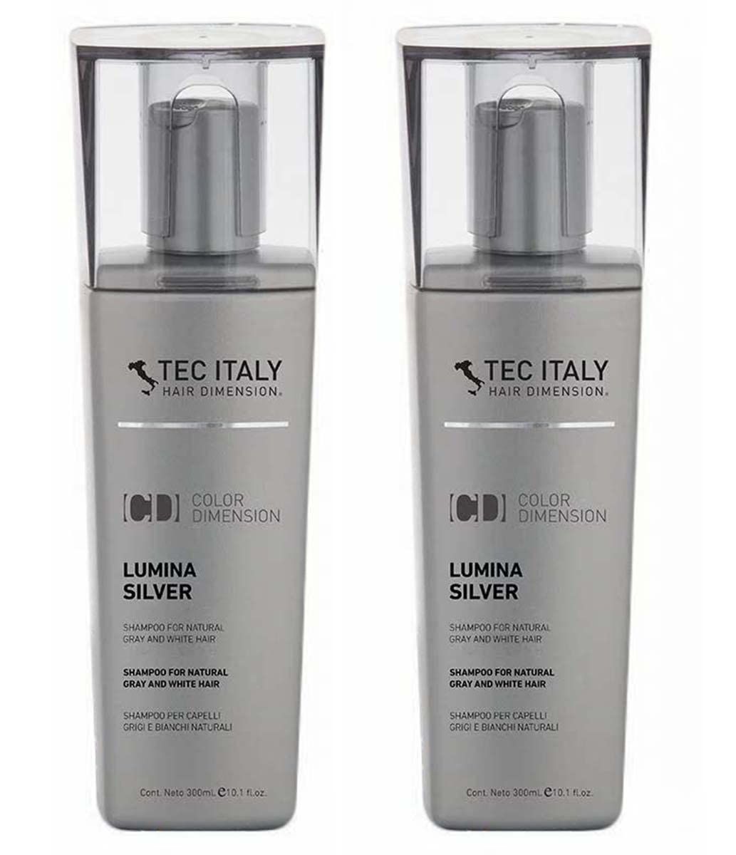 Tec Italy Lumina Silver Shampoo for Natural Gray and White Hair 10.1 oz (Pack of 2)