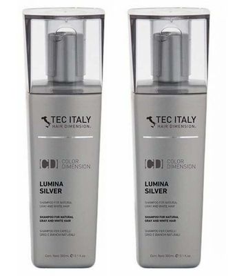 Tec Italy Lumina Silver Shampoo for Natural Gray and White Hair 10.1 oz (Pack of 2)