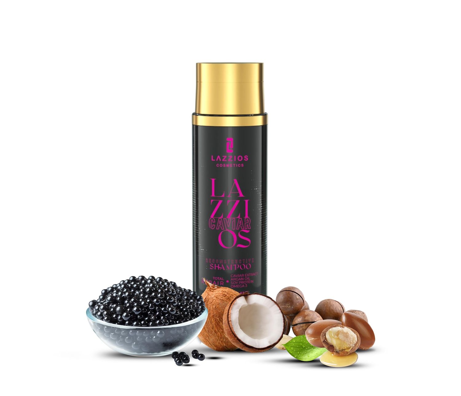 Lazzios Caviar Anti-Aging Shampoo - Premium Repair Strengthening Formula with Caviar Extract, Proteins Amino Acids for Sensitive Scalp Chemically Treated Hair, 300ml