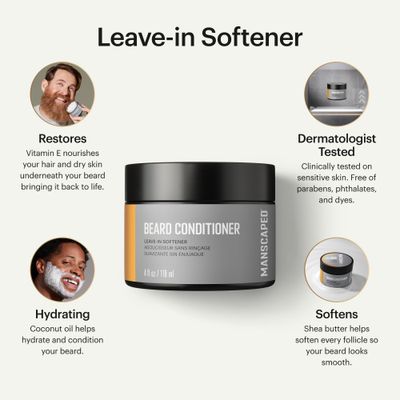 MANSCAPED UltraPremium Beard Conditioner, Leave-in Softener with Nourishing Oils and Antioxidants, Shea Butter, Eucalyptus, Lavender, Coconut Oil Hydrates Restores Moisture, (4 oz)