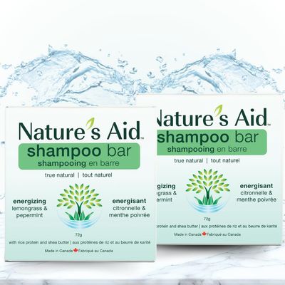 Nature&#39;s Aid Rice Protein Shampoo Bar, 2.5 oz, 2 Pack (Peppermint Lemongrass)