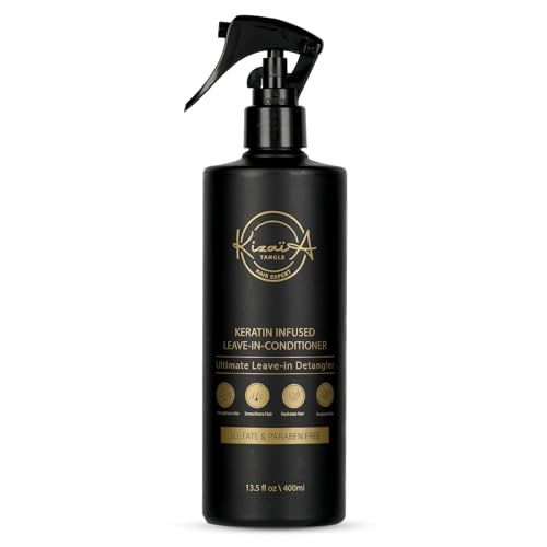KizaiaCare Moisturizer Leave-in Detangler Daily use for dry, tangle, matted, frizzy hair Adds shine, and heat protection with Vitamin B5 For all hair types, sulfate silicone-free.
