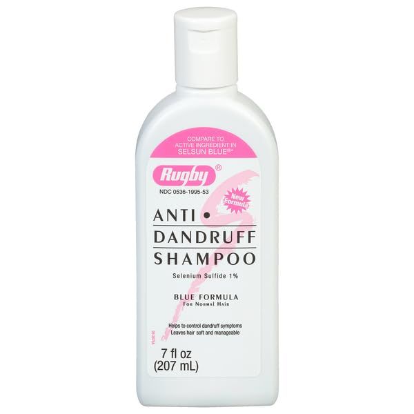 Rugby Selenium Sulfide Anti-Dandruff Shampoo - Blue Formula for Normal Hair - 7 Oz (1 Pack)