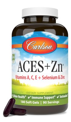 Carlson - ACES Zn, Vitamins A, C, E Selenium Zinc, Cellular Health Immune Support, Antioxidant, 180 Softgels