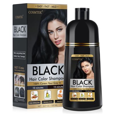 BOJICA COSMTEK Black Hair Dye Shampoo 3 in 1 for Gray Hair, Hair Color shampoo for Women, Natural Shampoo Hair Dye-100 Grey Hair CoverageHerbal Ingredients-17.6 OZ