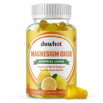 Magnesium Oxide Gummies 400mg, Magnesium Oxide Chewable Supplement for Adults Kids, Nerve, Muscle, Bone Heart Support, Non GMO, Pectin, Vegan, 60