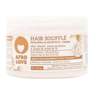 Afro Love Hair Souffl 8 oz - Deep Conditioning Treatment with Raw Honey, Shea Butter Castor Oil - Hydrates, Softens Restores Natural Curly, Kinky, and Coily Hair - Free of Sulfates Parabens