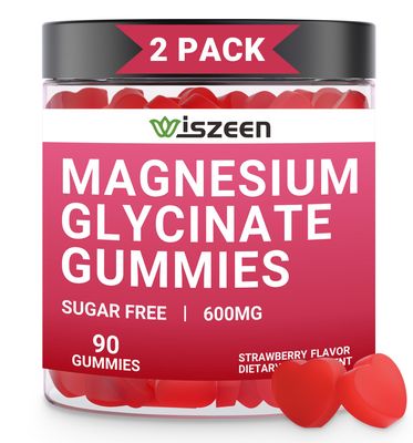 2 Pack Magnesium Glycinate Gummies, Sugar Free Magnesium Potassium Gummy with Threonate, Magnesium Glycinate 400mg for Adults