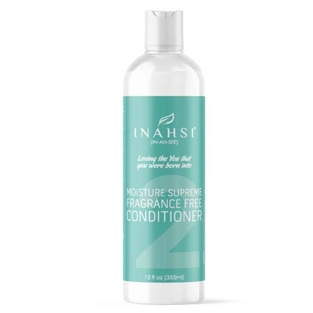 Inahsi Moisture Supreme Fragrance Free Conditioner For Men, Women, or Kids With Curly Hair Products for Naturally Curly Hair 12 oz Made in the USA