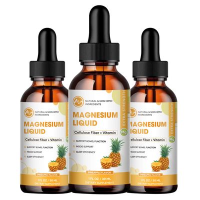 (3 Pack) Magnesium Glycinate Liquid Drops, High Absorption Magnesium Liquid with Bromelain, Vitamin B6 C D, Magnesium Supplement for Kids and Adults, Night Muscle Support, Pineapple Flavor
