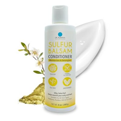 Dr. Robaina Sulfur Balsam Conditioner - Hydrating and Detangling Sulfur Conditioner for Sensitive Scalp - Soothes Seborrheic Dermatitis and Psoriasis - Made in the USA (Pack of 1)