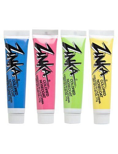 Zinka Colored Sunblock Zinc Waterproof Nosecoat 4 Pack Bundle .6oz Tube - BluePinkGreenYellow