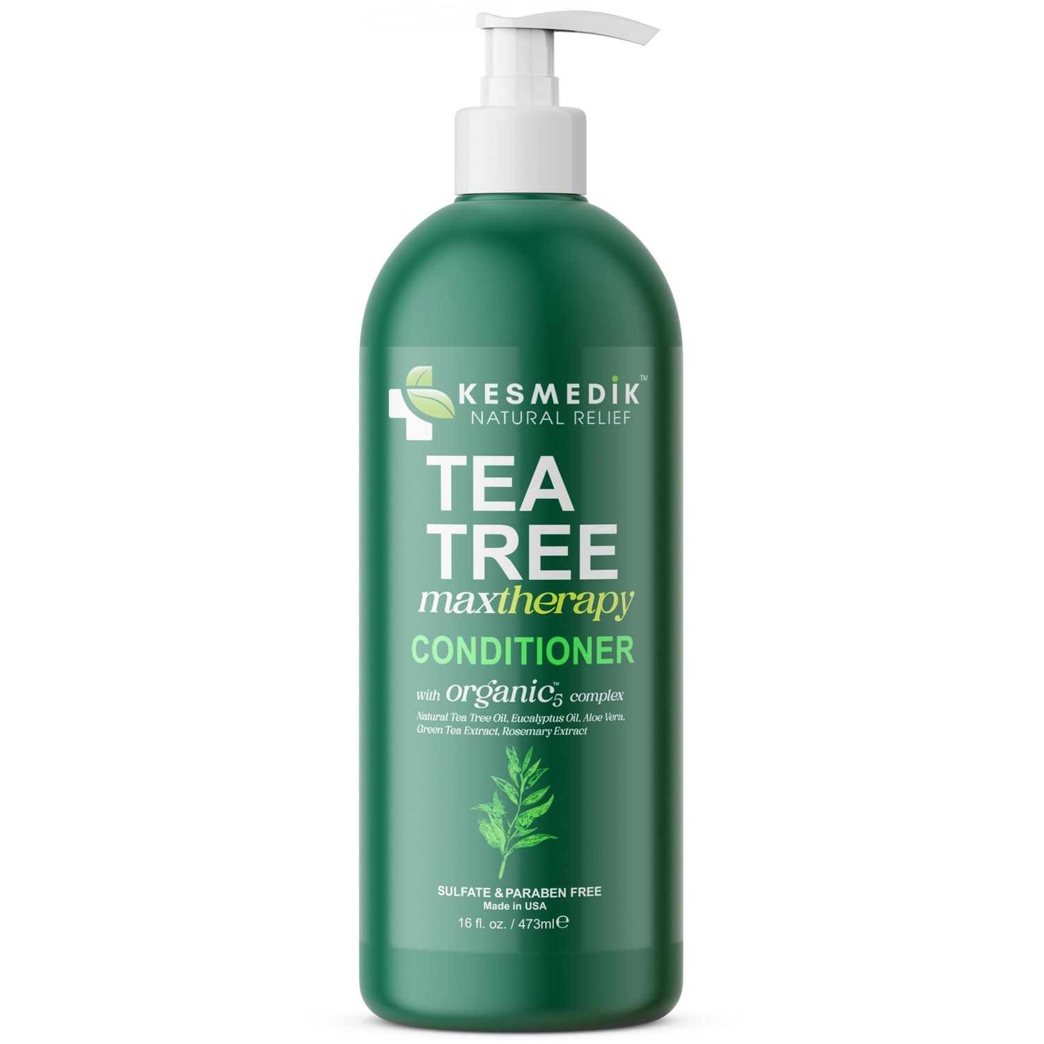 KESMEDIK Tea Tree Conditioner MaxTherapy, Soothes Itchy, Dry Scalp, Refreshes, Hydrates, Detangles Controls Frizz, Reduces Hair Loss, Nourishing Formula for All Hair Types, 16 fl oz