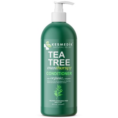 KESMEDIK Tea Tree Conditioner MaxTherapy, Soothes Itchy, Dry Scalp, Refreshes, Hydrates, Detangles Controls Frizz, Reduces Hair Loss, Nourishing Formula for All Hair Types, 16 fl oz