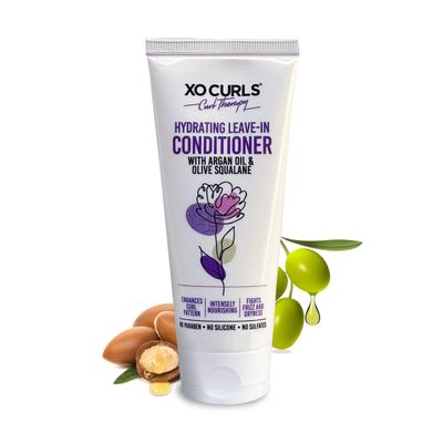 XO Curls Hydrating Leave-In Conditioner with Argan Oil Olive Squalane 3.4 Fl Oz No Silicone, No Sulfates, No Paraben Conditioner Argan Oil Olive Unisex Adult
