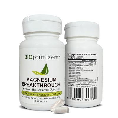 BIOPTIMIZERS Magnesium Breakthrough 4.0 Supplement - Contains 7 Forms of Magnesium: Glycinate, Malate, Citrate, and More - Natural Sleep and Brain Health Support - 30 Capsules