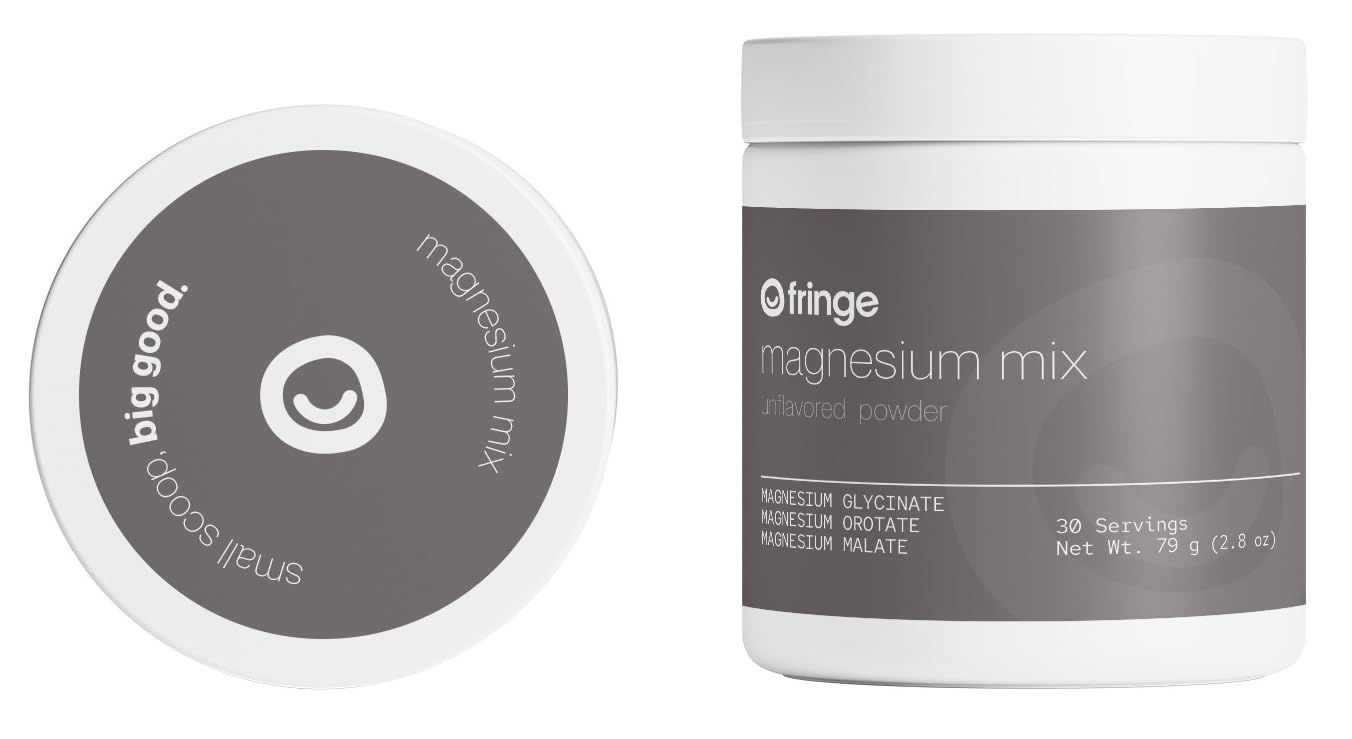 Fringe Triple Magnesium Mix Powder, Magnesium Glycinate, Orotate, Malate, Unflavored, Clean Formula, Mix Into Anything, 30 Servings