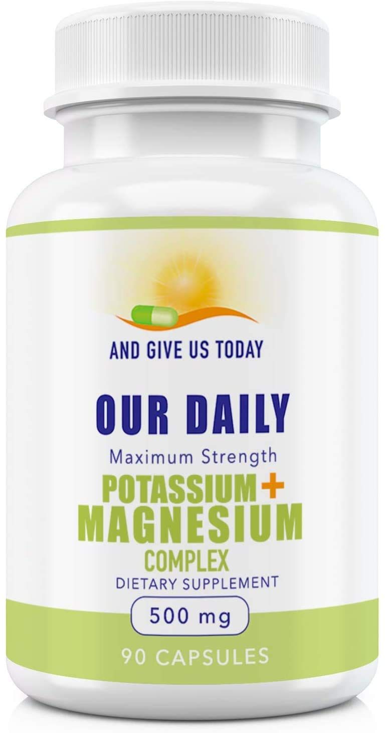 Our Daily Vites Potassium Magnesium Supplement 500mg - Powerful Magnesium Potassium Supplement with 5 Forms of Magnesium for Muscle Recovery, Leg Cramps, Gluten-Free Non-GMO - 90 Caps
